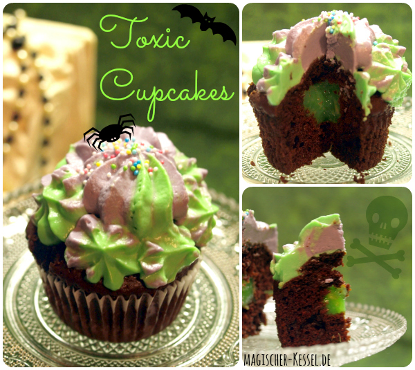 Halloweenrezept: Schokoladencupcakes, gefüllt mit toxisch-grünem Schleim #Halloween