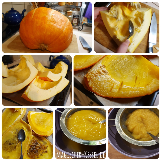 Rezept für Kürbispüree aus dem Ofen (homemade pumpkin puree)