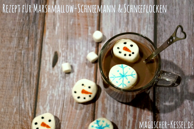 Anleitung/Rezept für Marshmallow-Schneemänner und -Schneeflöckchen