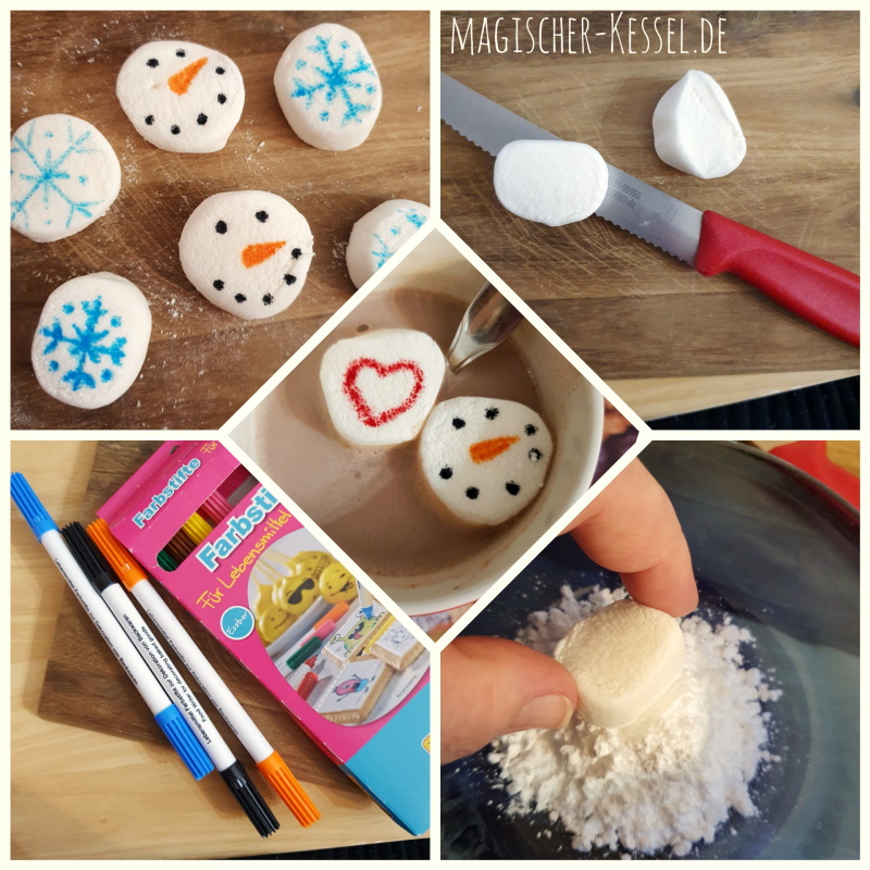 Wie macht man Marshmallow-Schneemänner und -Schneeflocken?
