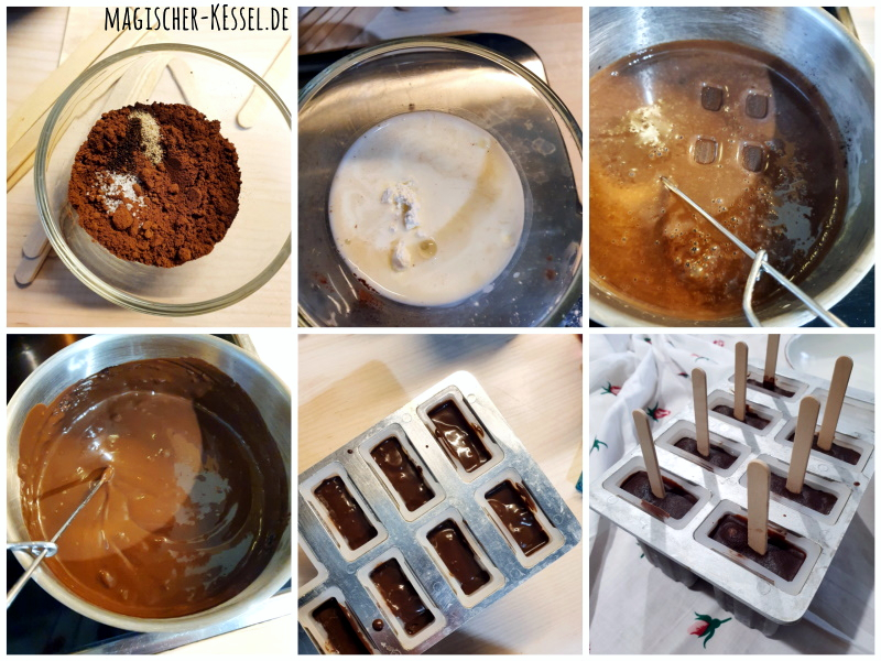 Schritt für Schritt Bilder : Wie macht man Schokoladeneis am Stiel selbst?